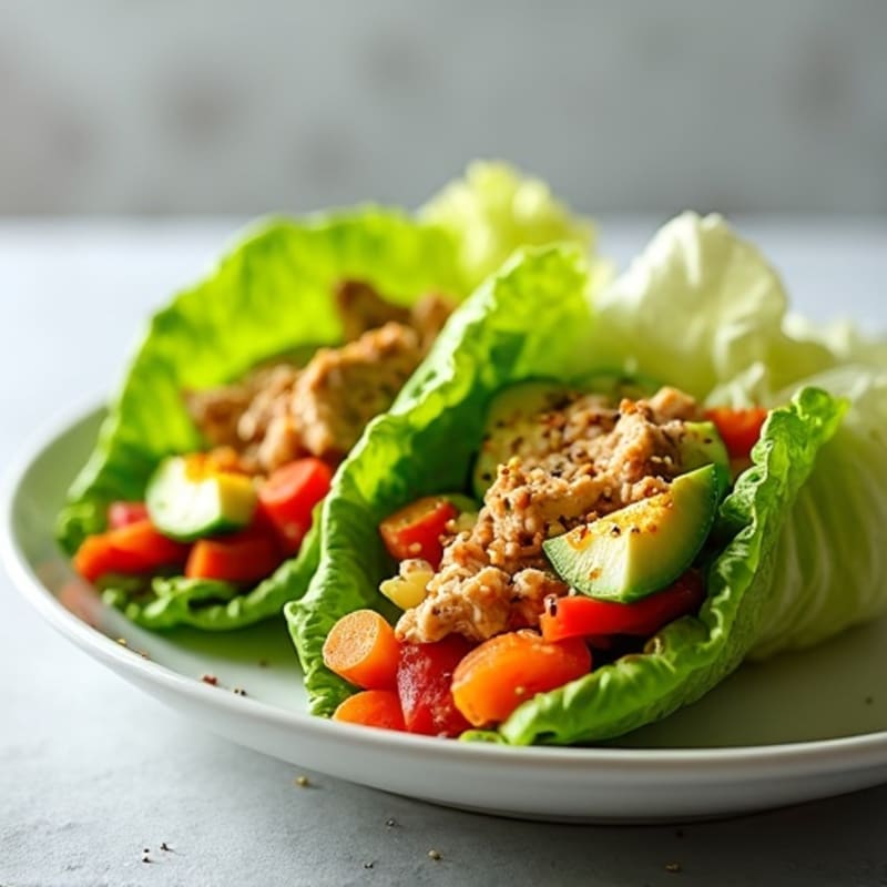 Fresh Tuna Lettuce Wraps with Spicy Mayo and Crunchy Veggies