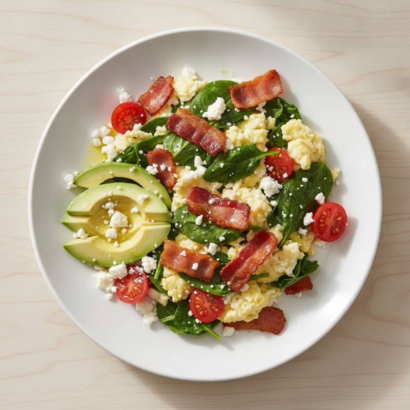 Egg White Scramble with Spinach and Turkey Bacon