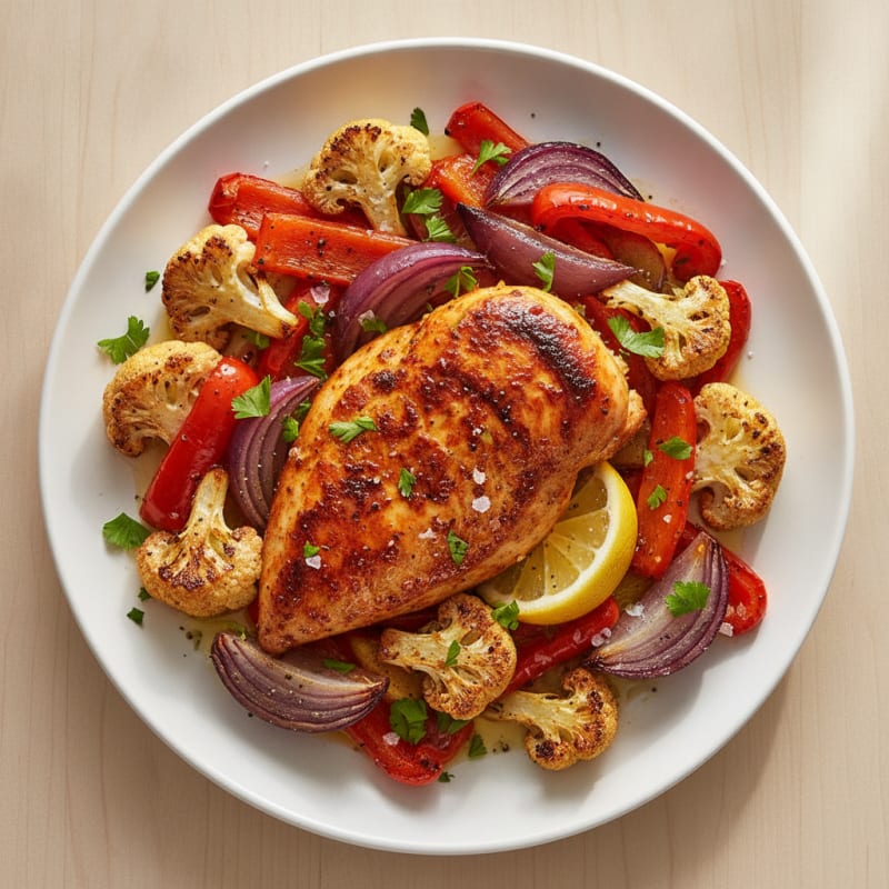 Spicy Harissa Chicken with Roasted Vegetables