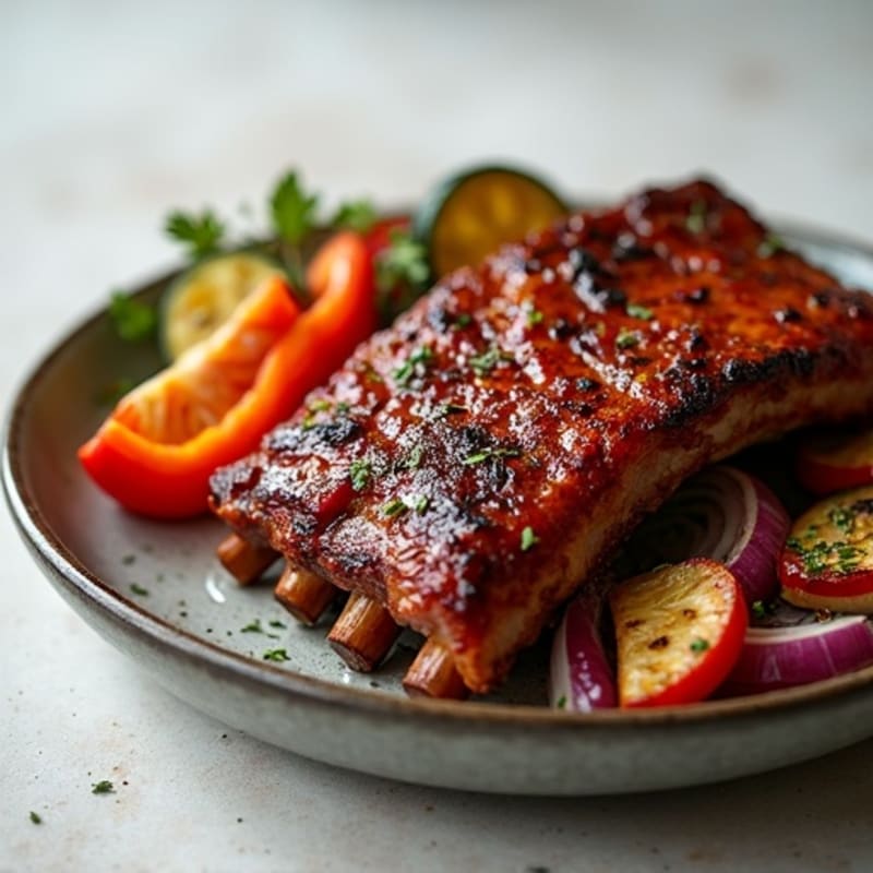 Tender Smoked BBQ Ribs with Roasted Vegetables
