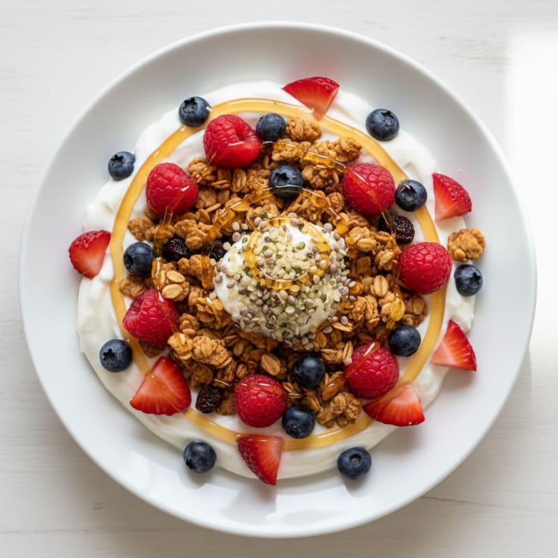Greek Yogurt Parfait with Mixed Berries and Protein Granola
