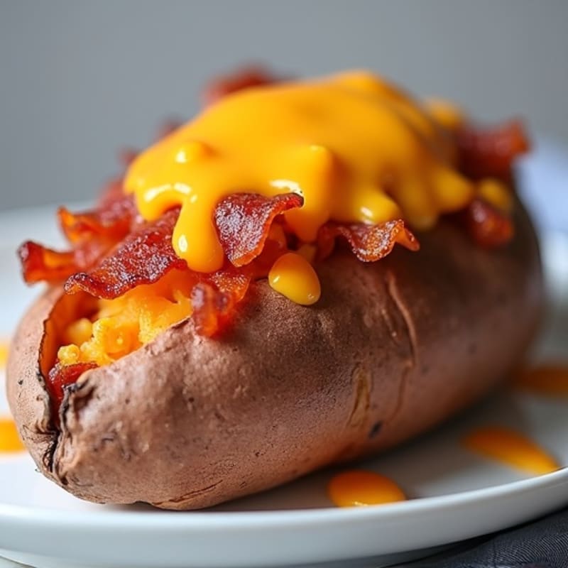 Crispy Bacon-Stuffed Sweet Potatoes with Sharp Cheddar