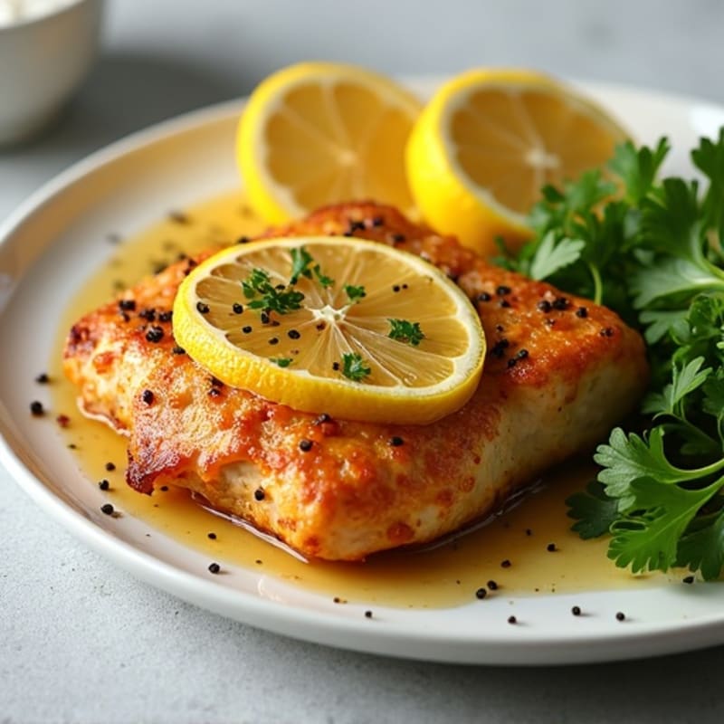 Crispy Lemon Garlic Pan-Seared Chicken Breast