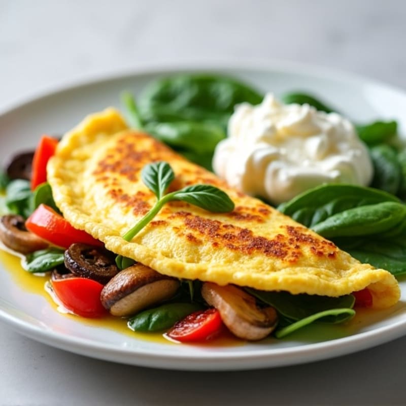 Fluffy Egg White Omelet with Roasted Vegetables