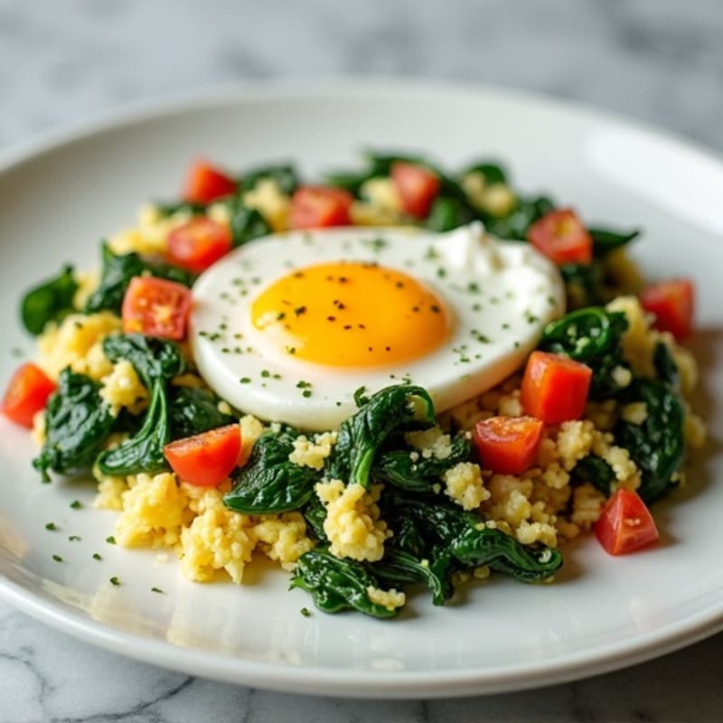 Egg White and Spinach Scramble with Cottage Cheese