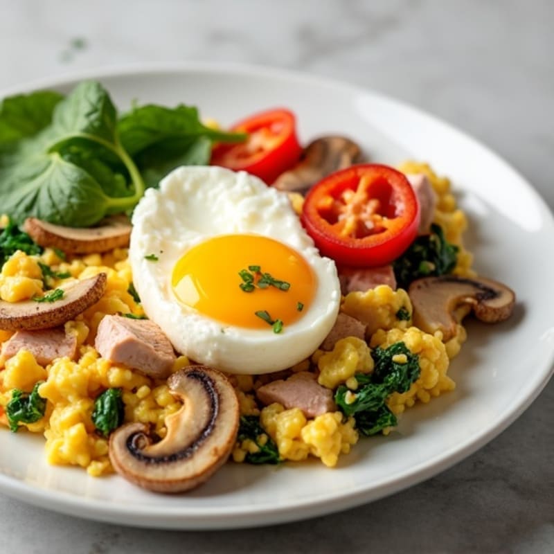 Egg White Scramble with Cottage Cheese and Smoked Turkey