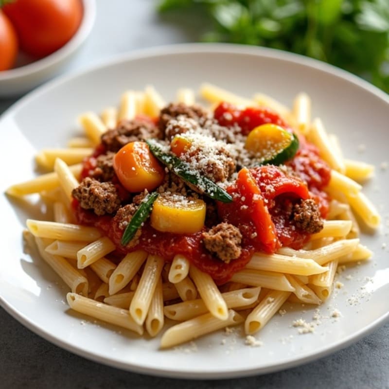 Lean Beef and Vegetable Pasta with Tomato Sauce