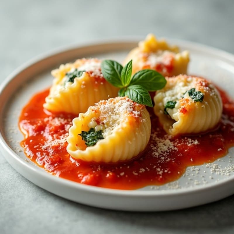Creamy Spinach Ricotta Stuffed Pasta Shells