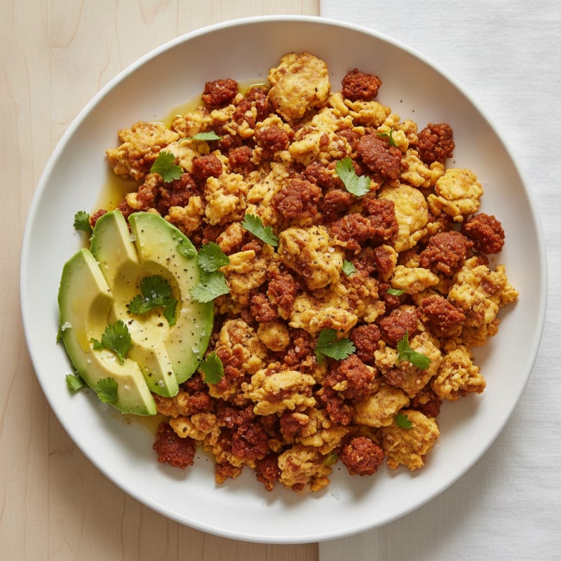 Soyrizo Scramble with Avocado