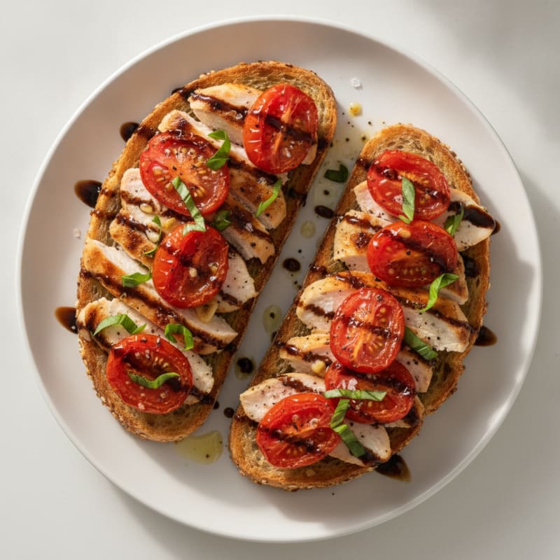 Roasted Roma Tomato Bruschetta with Basil