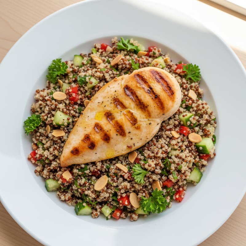 Grilled Chicken Breast with Crunchy Quinoa Salad
