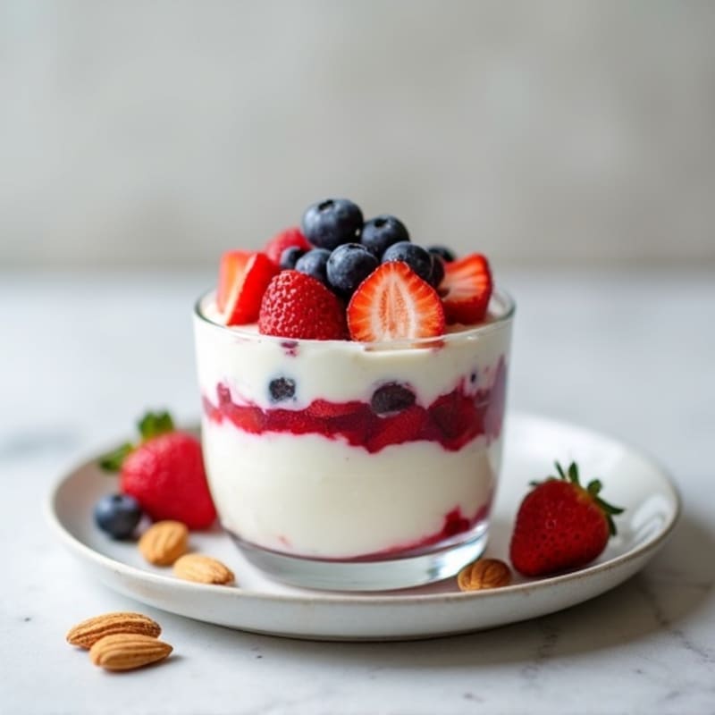 Creamy Greek Yogurt Protein Parfait with Berries and Almonds