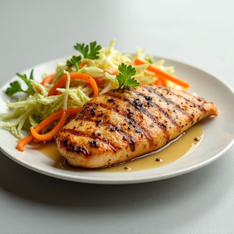 Grilled Chicken Breast with Crunchy Cabbage Slaw
