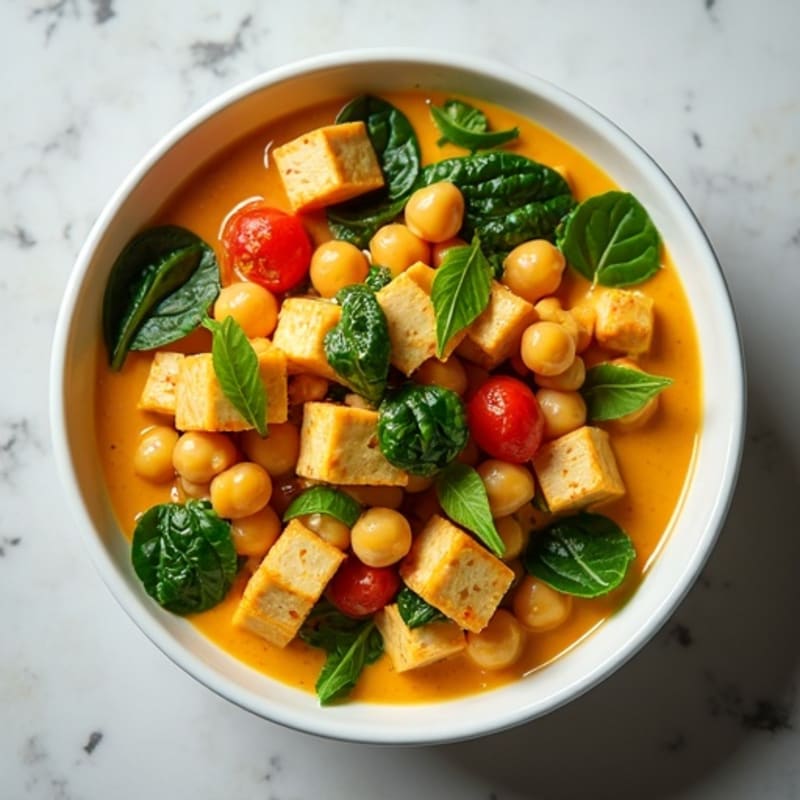 Creamy Coconut Chickpea and Spinach Curry Bowl