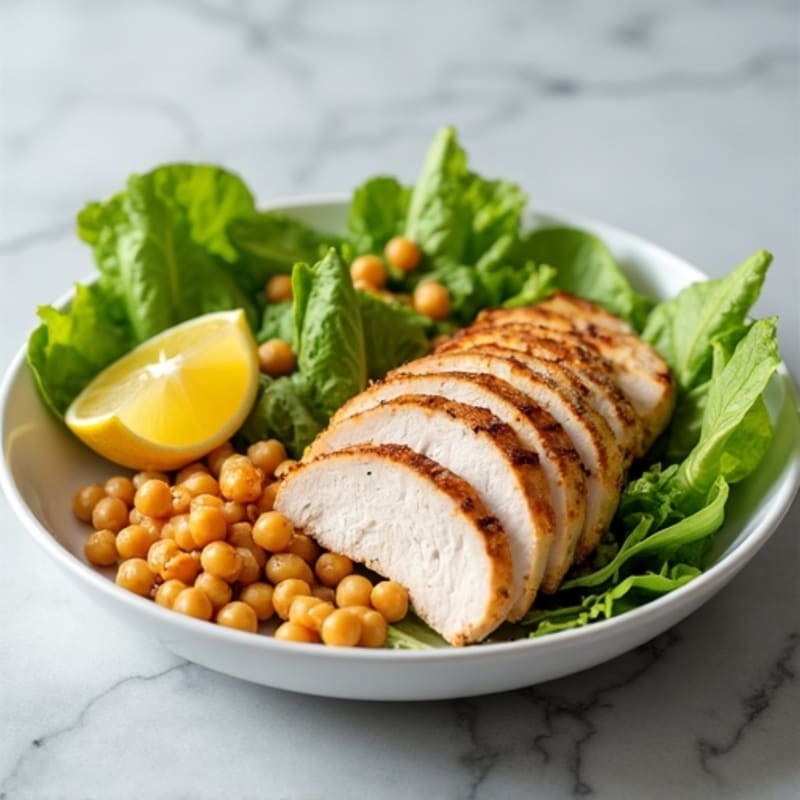 Grilled Turkey Breast with Crisp Romaine and Chickpea Salad