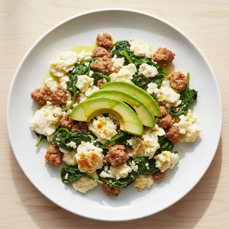 Egg White and Turkey Sausage Scramble with Spinach