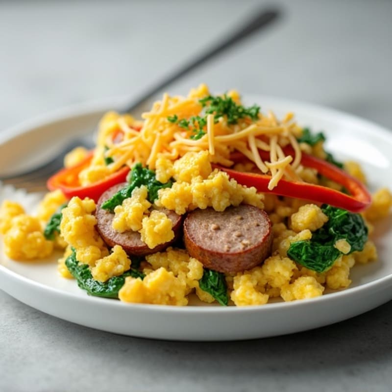 Egg White Scramble with Spinach and Turkey Sausage
