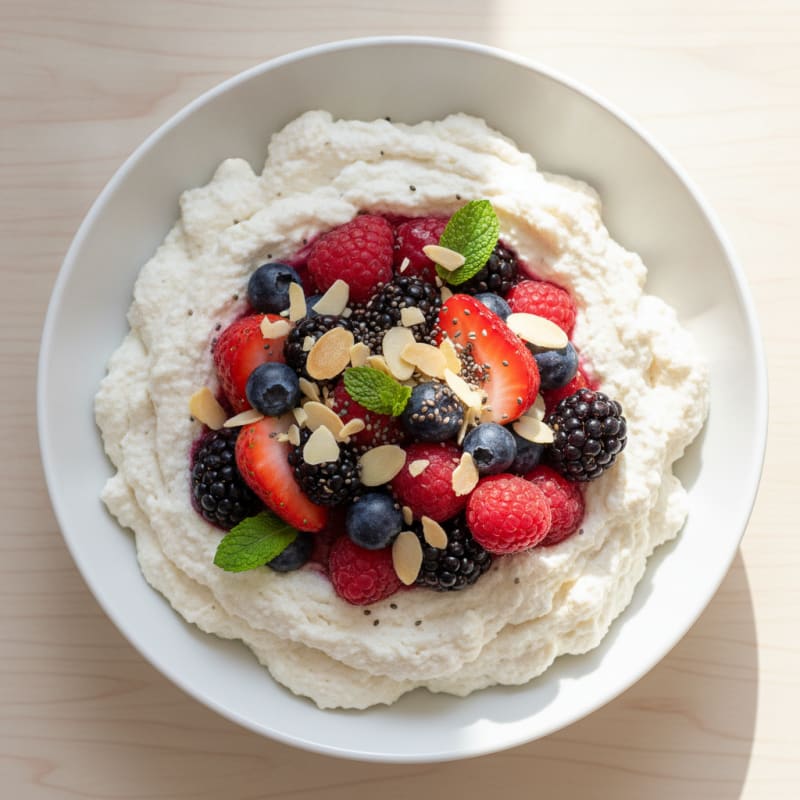 Greek Yogurt Protein Mousse with Mixed Berries