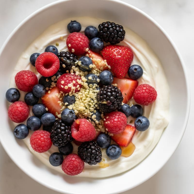 Silky Vanilla Greek Yogurt Protein Bowl with Mixed Berries