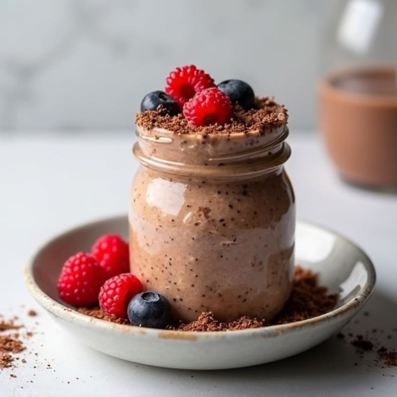 Creamy Chocolate Protein Overnight Oats with Fresh Berries
