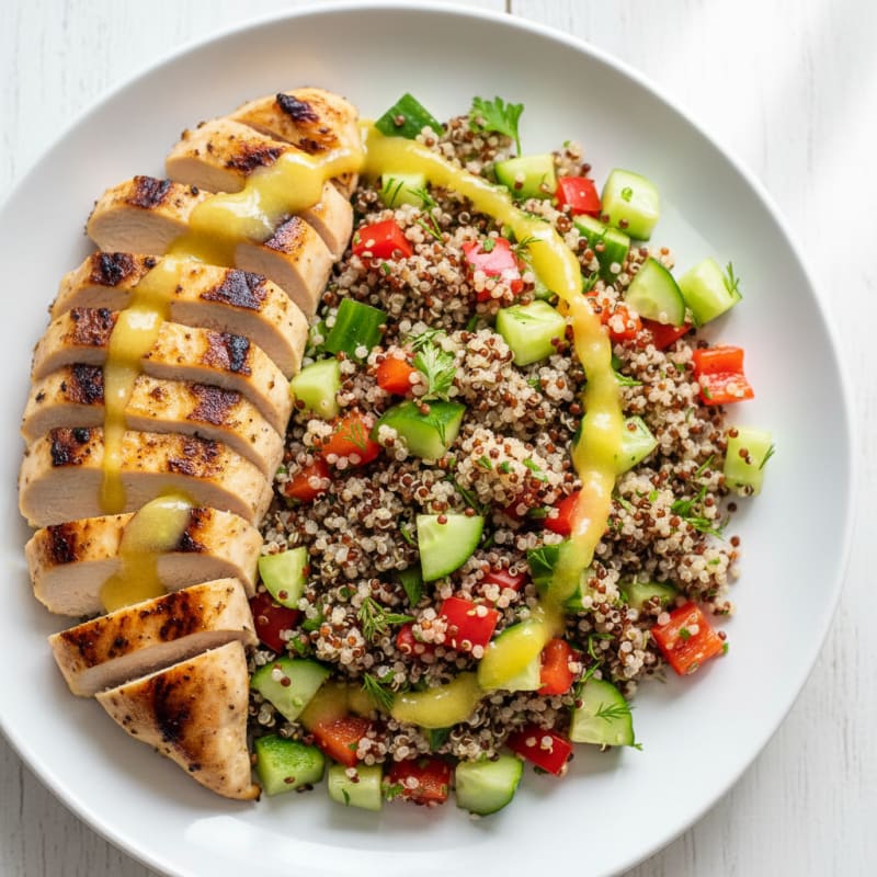 Grilled Chicken and Quinoa Salad with Crunchy Vegetables
