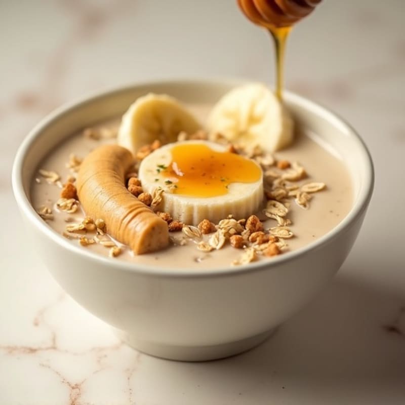 Creamy Oat and Milk Protein Bowl with Peanut Butter, Banana, and Honey