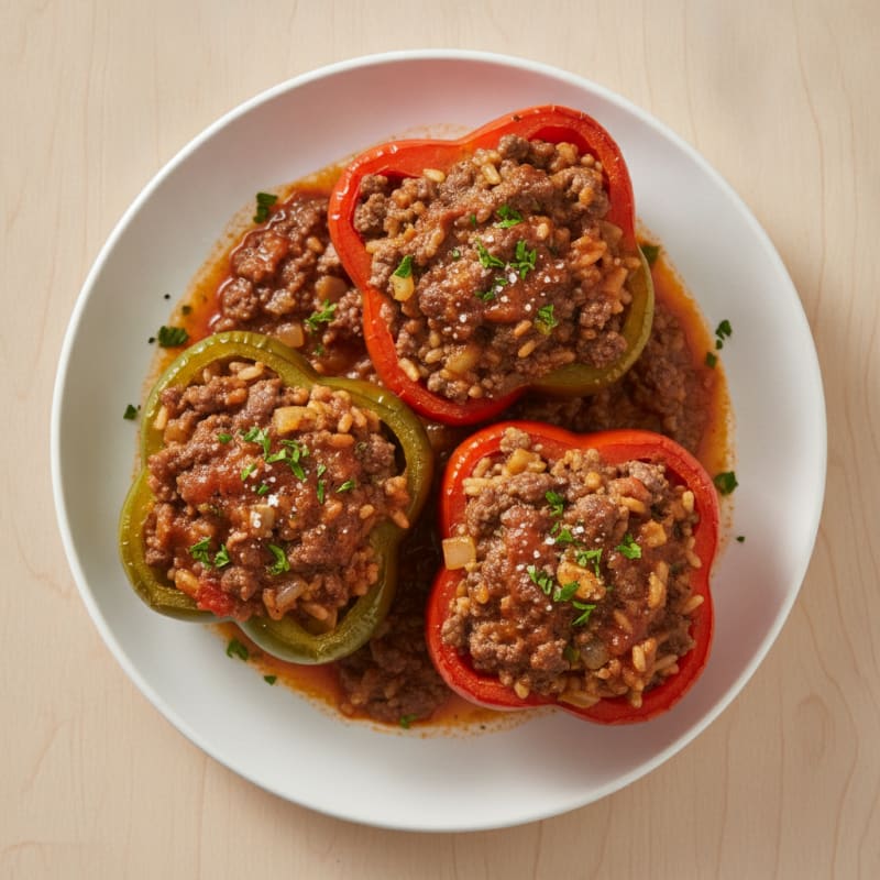 Beef and Rice Stuffed Bell Peppers