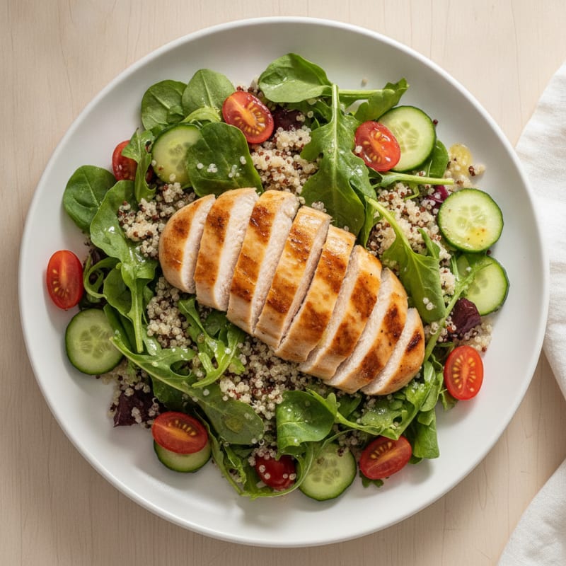 Grilled Chicken and Quinoa Salad with Fresh Greens