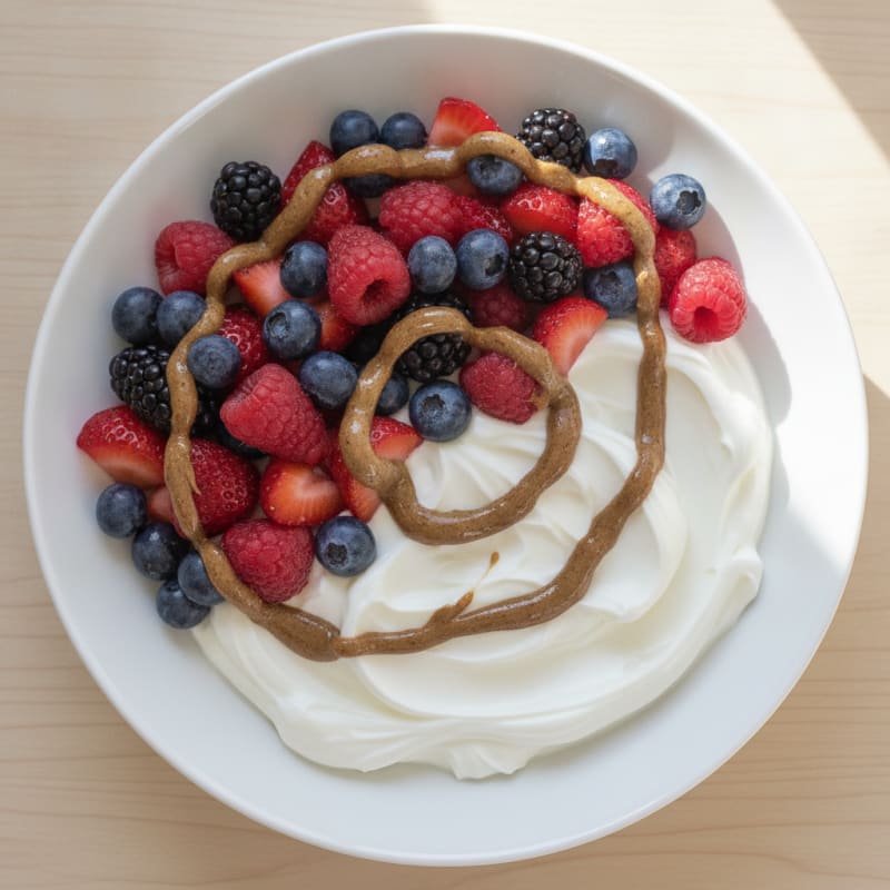 Creamy Greek Yogurt Protein Bowl with Mixed Berries and Almond Butter