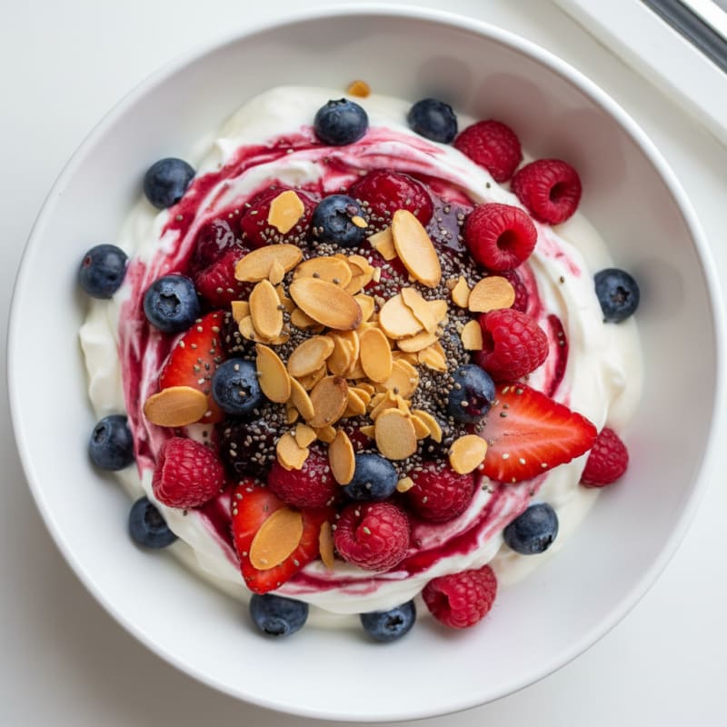 Creamy Greek Yogurt and Protein Powder Parfait with Mixed Berries