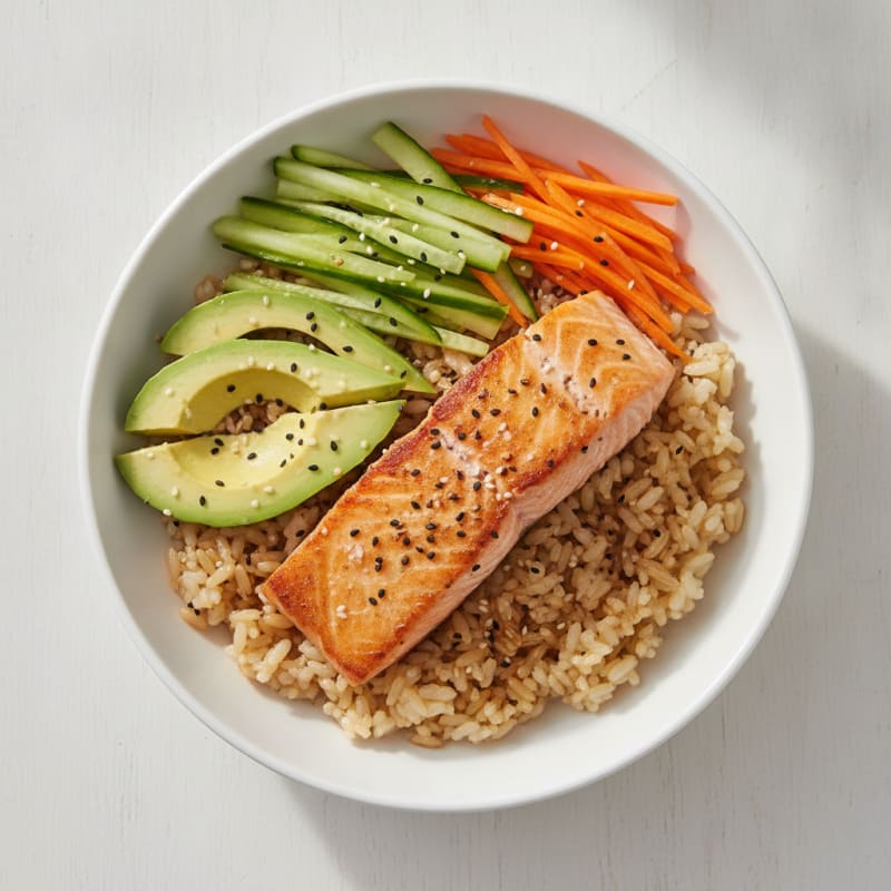 Pan-Seared Salmon Sushi Rice Bowl