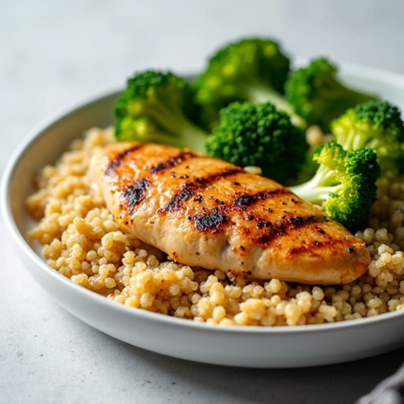Grilled Chicken Breast with Quinoa and Steamed Broccoli