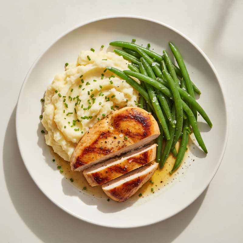 Buttery Garlic Mashed Potatoes with Seared Chicken