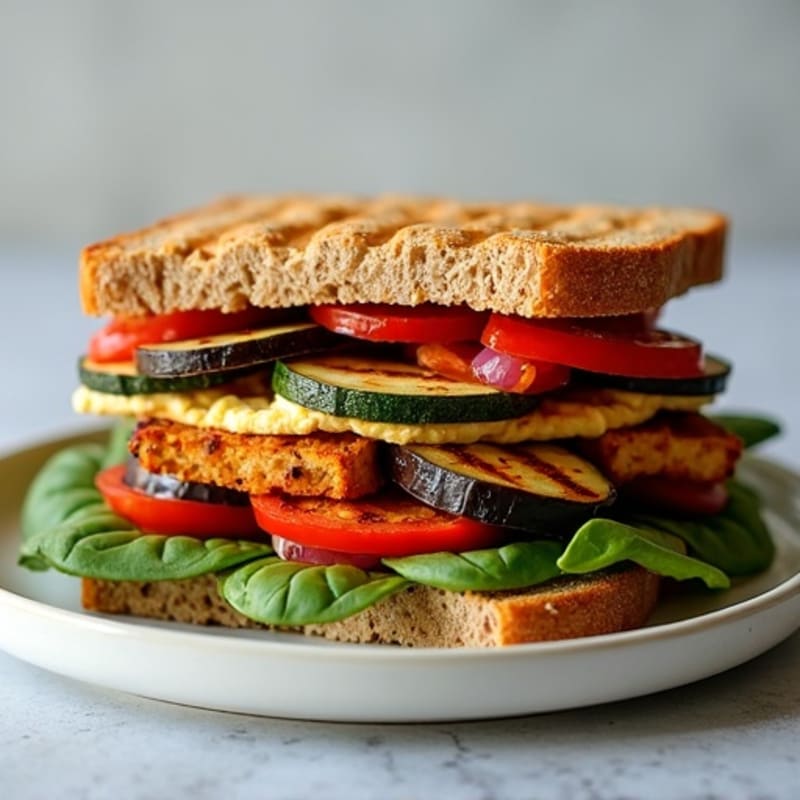 Grilled Vegetable Sandwich with Creamy Hummus