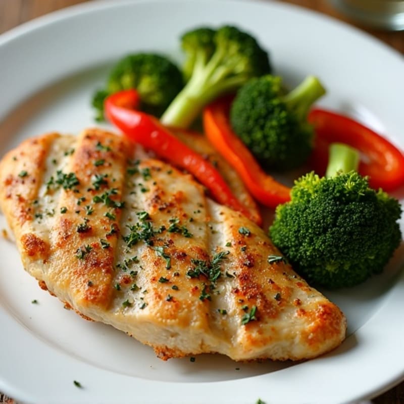 Herb-Crusted Chicken with Roasted Broccoli and Bell Peppers