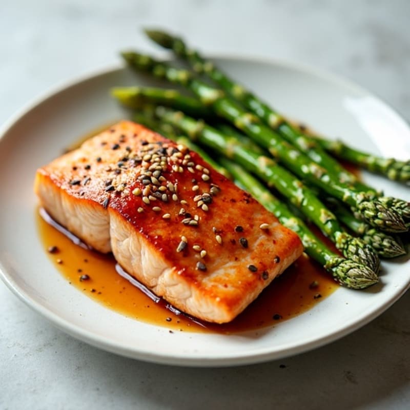 Baked Teriyaki Glazed Salmon with Roasted Asparagus
