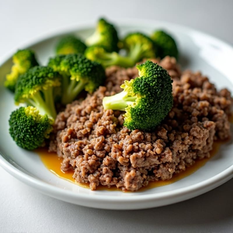 Lean Ground Beef with Crispy Roasted Broccoli