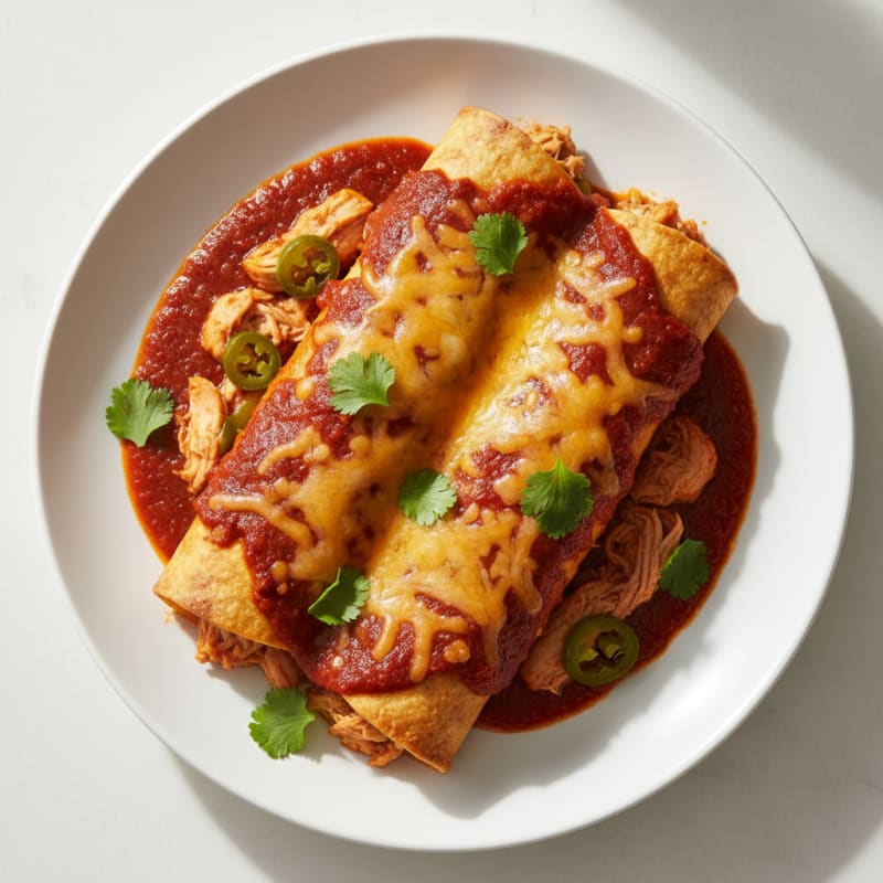 Chicken Enchiladas with Red Chili Sauce