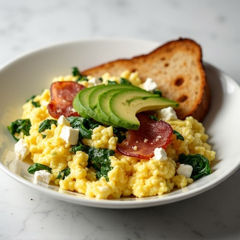Egg White Scramble with Spinach and Turkey Bacon