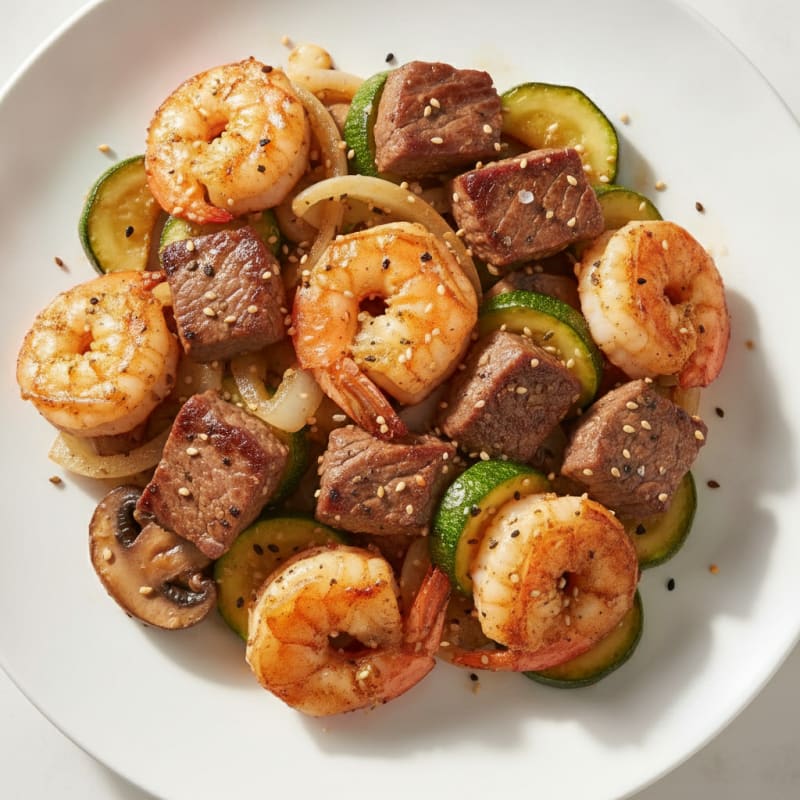 Hibachi-Style Steak and Shrimp with Vegetables