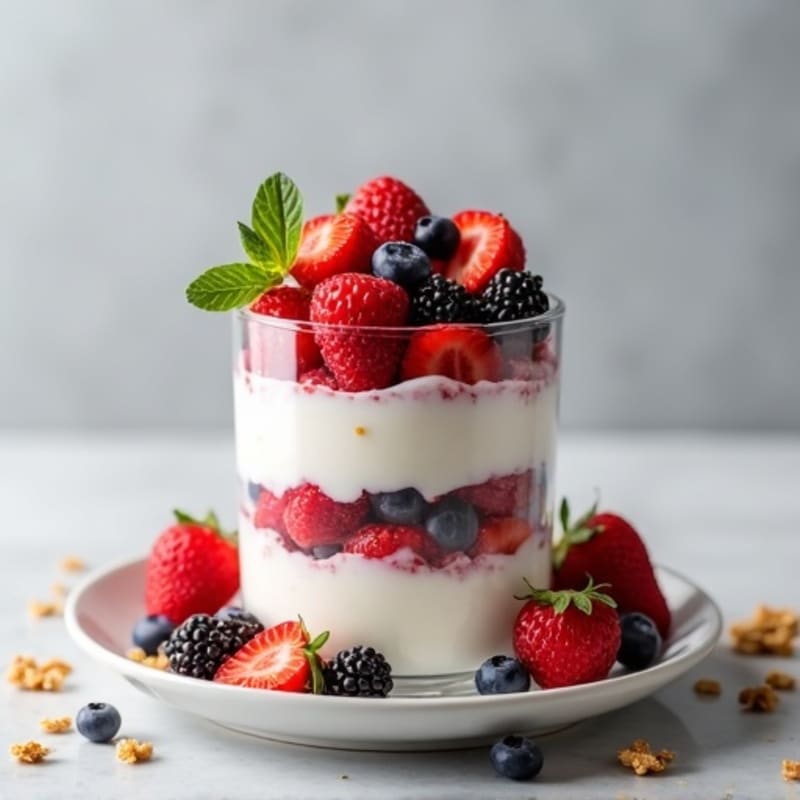 Greek Yogurt Protein Parfait with Mixed Berries