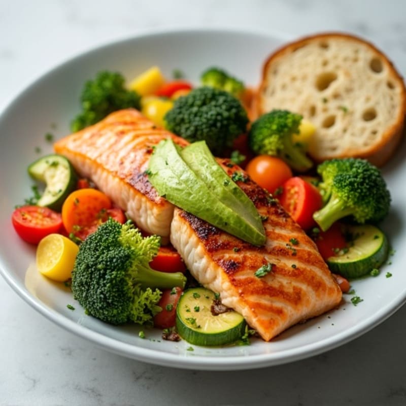 Pan-Seared Salmon with Steamed Vegetables