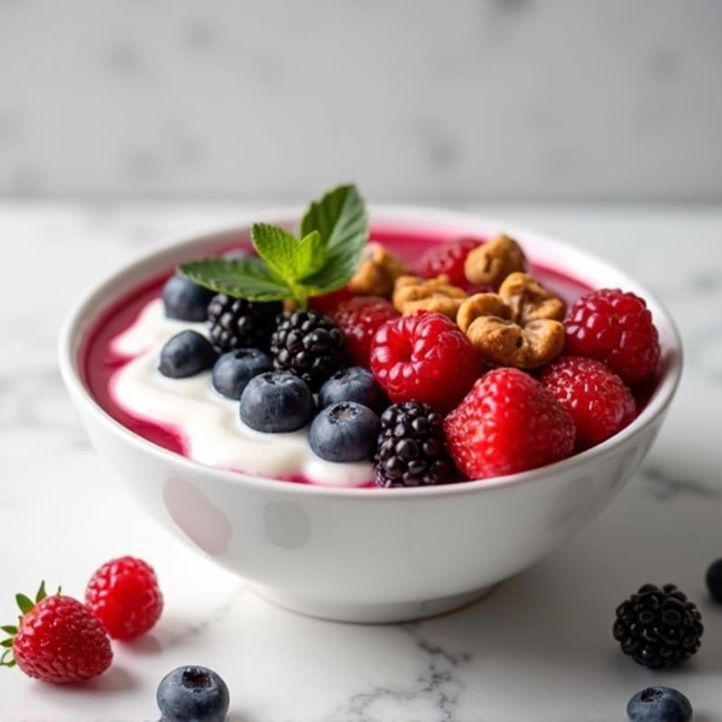 Silky Greek Yogurt Protein Bowl with Mixed Berries and Almond Butter