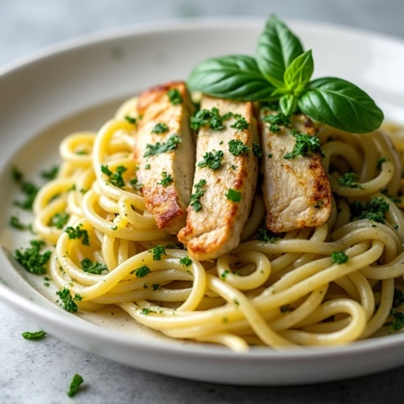 Creamy Pesto Chicken Pasta with Fresh Basil