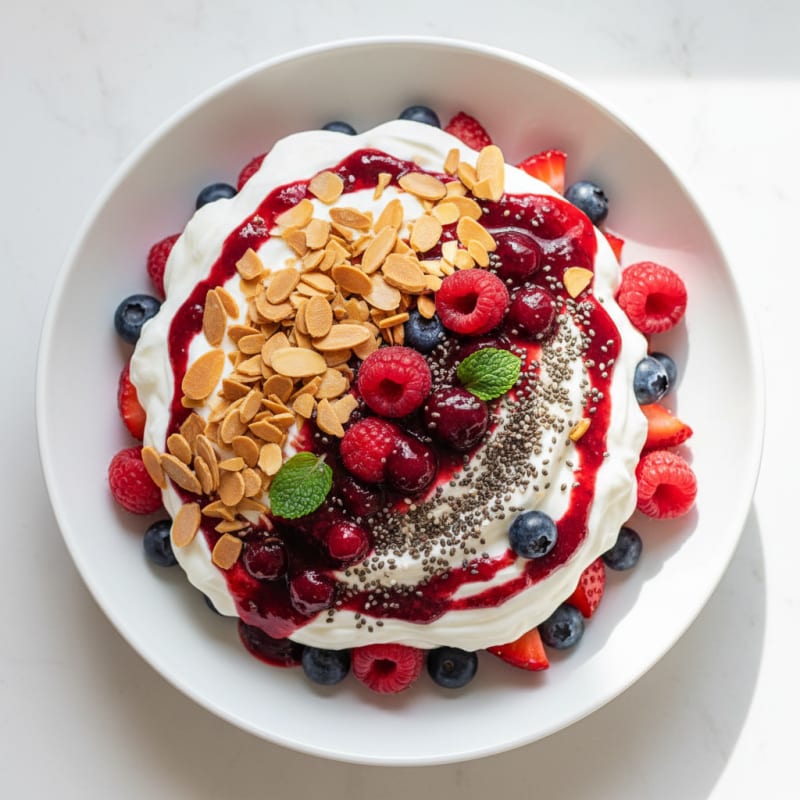 Greek Yogurt Protein Parfait with Mixed Berries