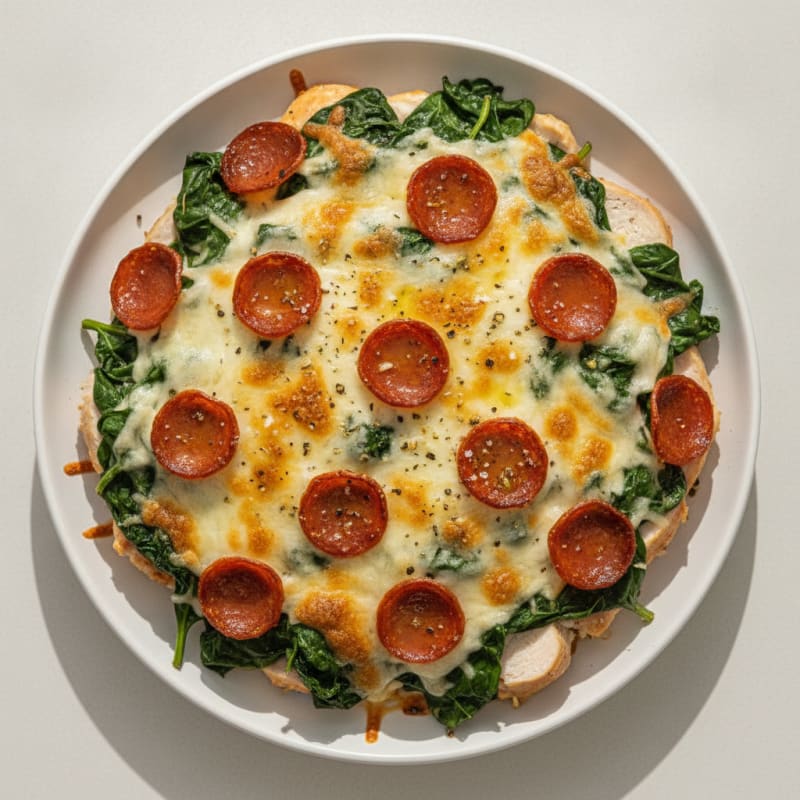 Pepperoni Mozzarella Baked Spinach