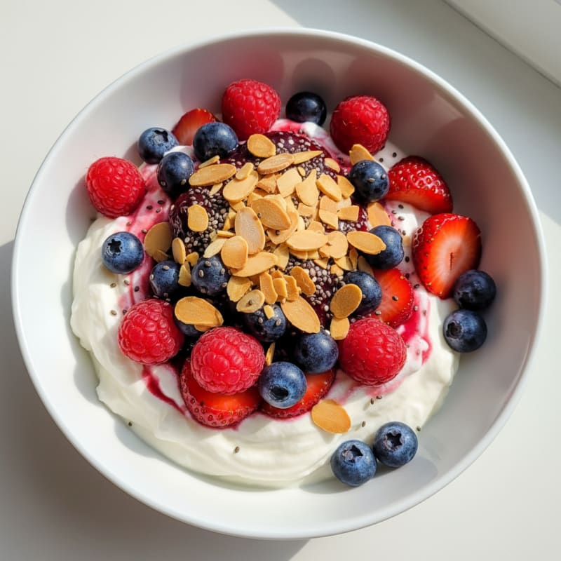 Greek Yogurt Protein Parfait with Mixed Berries