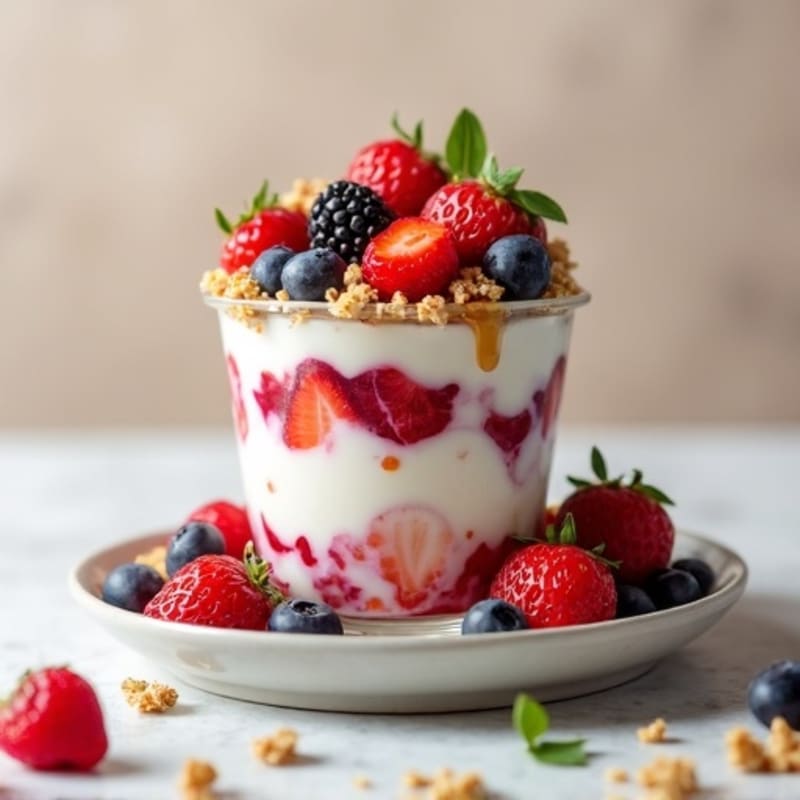 Greek Yogurt Protein Parfait with Mixed Berries