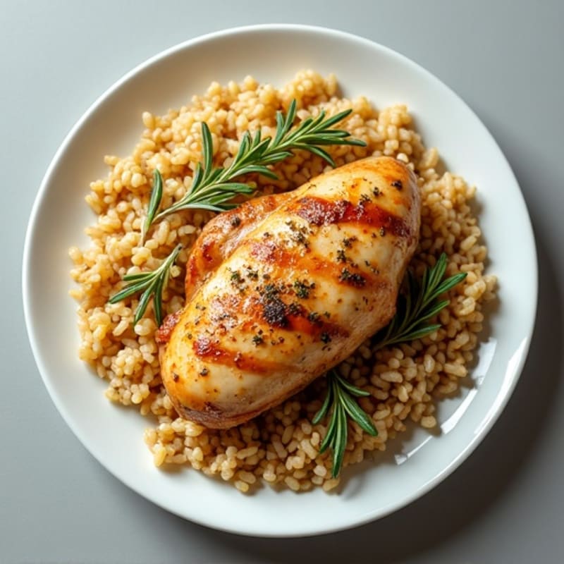 Herb-Roasted Chicken with Garlic Brown Rice