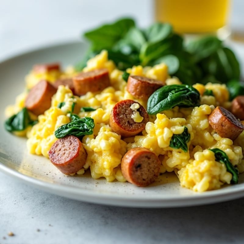 Egg White Scramble with Spinach and Turkey Sausage